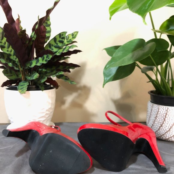 Red Patent Ankle Strap Pumps - Picture 5 of 5